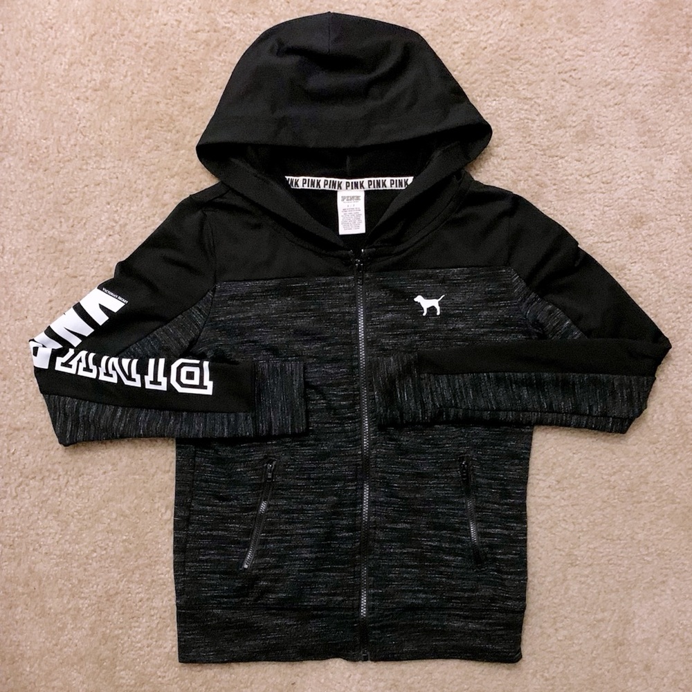 PINK Victoria's Secret Black Hoodie with White Logo
